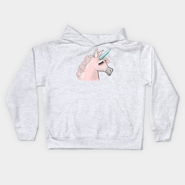 Pink Unicorn Kids Hoodie by msmart